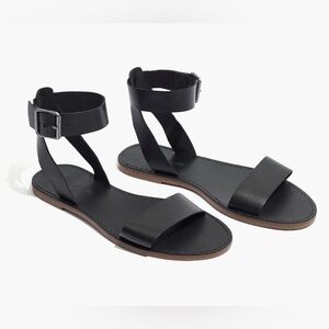 Madewell The Boardwalk Ankle-Strap Size 8M True Black Style: H5717 EUC